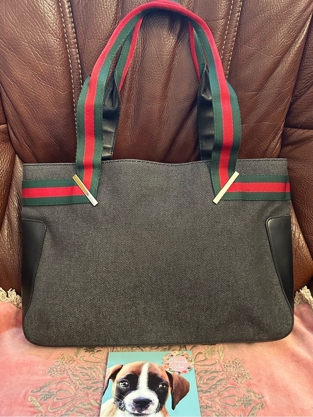 🥰Gucci Denim Sherryline Tote (EUC)
